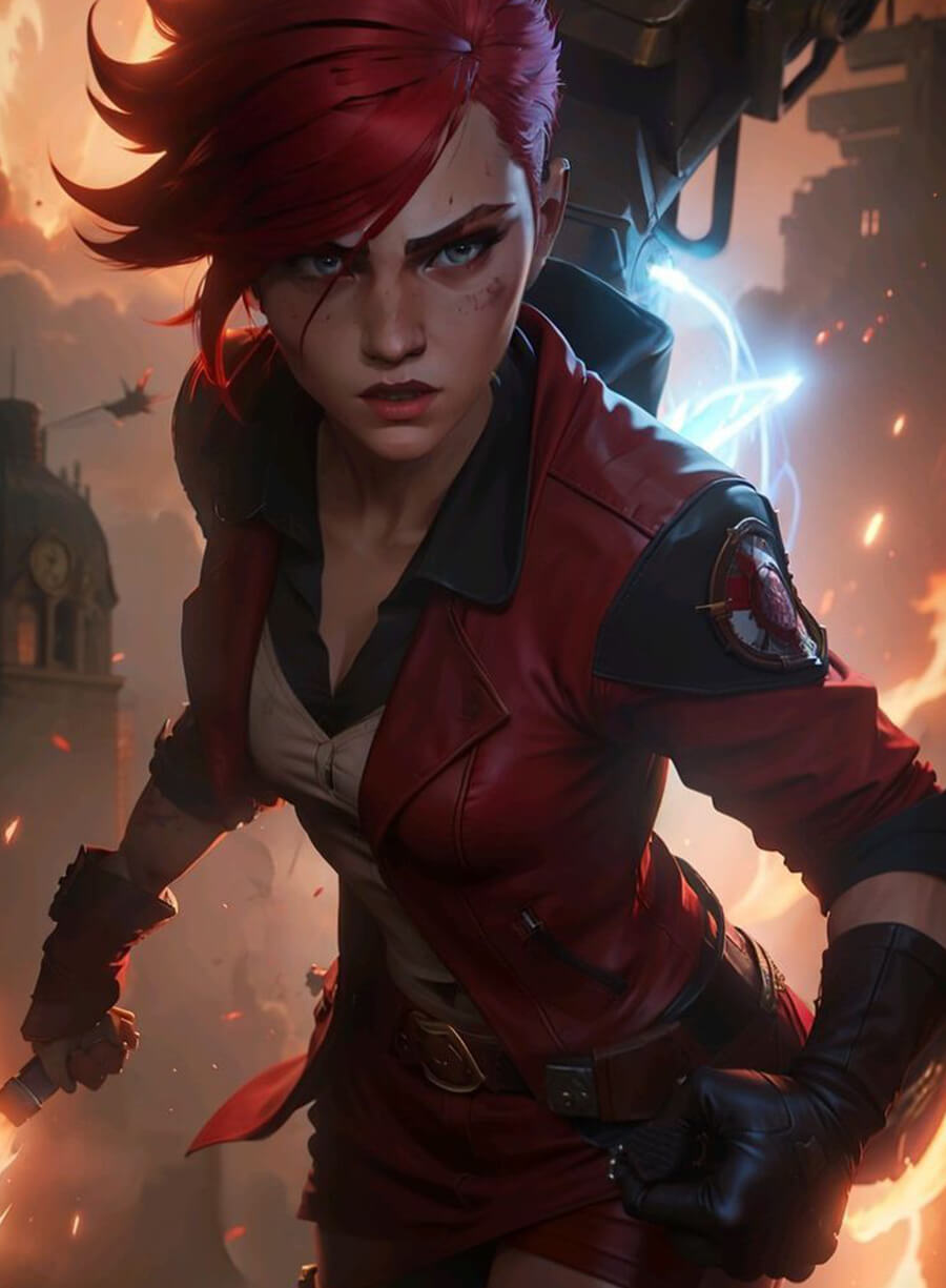 Harpoon VI Inspired Maroon Leather Jacket - League of Legends Arcane Style