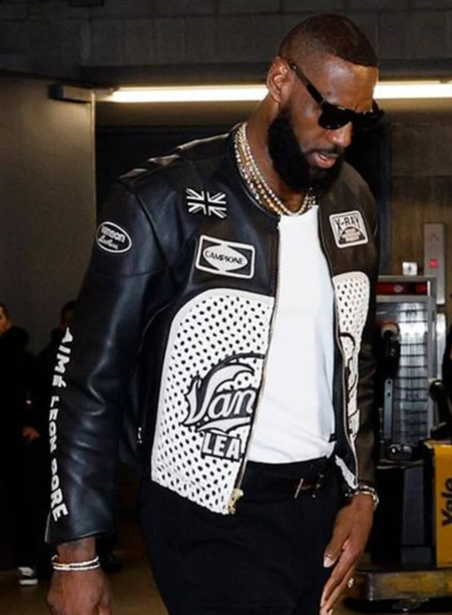 Harpoon LeBron James Aim� Leon Dore Inspired Black Real Leather Leather Jacket