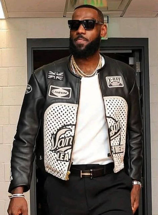 Harpoon LeBron James Aim� Leon Dore Inspired Black Real Leather Leather Jacket