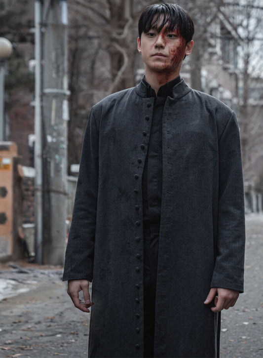 Harpoon Lee Eun-Hyuk Inspired Black Coat - Sweet Home Style