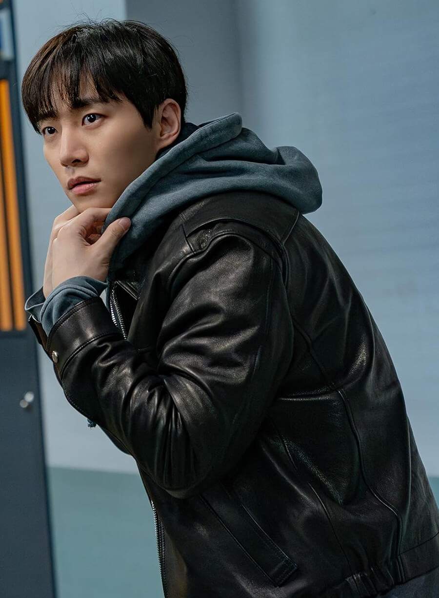 Harpoon Kang Sang -woong Inspired Black Leather Jacket - Cashero Style