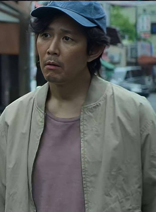 Harpoon Seong Gi-Hun Inspired Beige Bomber Jacket - Squid Game Style