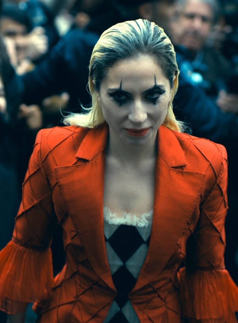 Harpoon Lee Quinzel Inspired Red Satin Leather Jacket - Joker: Folie � Deux Style