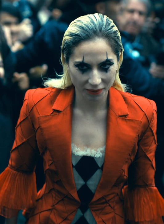 Harpoon Lee Quinzel Inspired Red Satin Leather Jacket - Joker: Folie à Deux Style