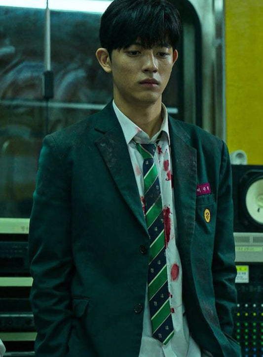 Harpoon Lee Su-hyeok Inspired Green Leather Jacket - All of Us Are Dead Style