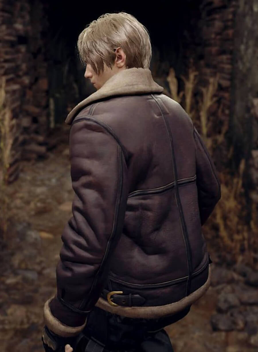 Harpoon Leon Kennedy Inspired Brown Leather Jacket - Resident Evil 4 Style
