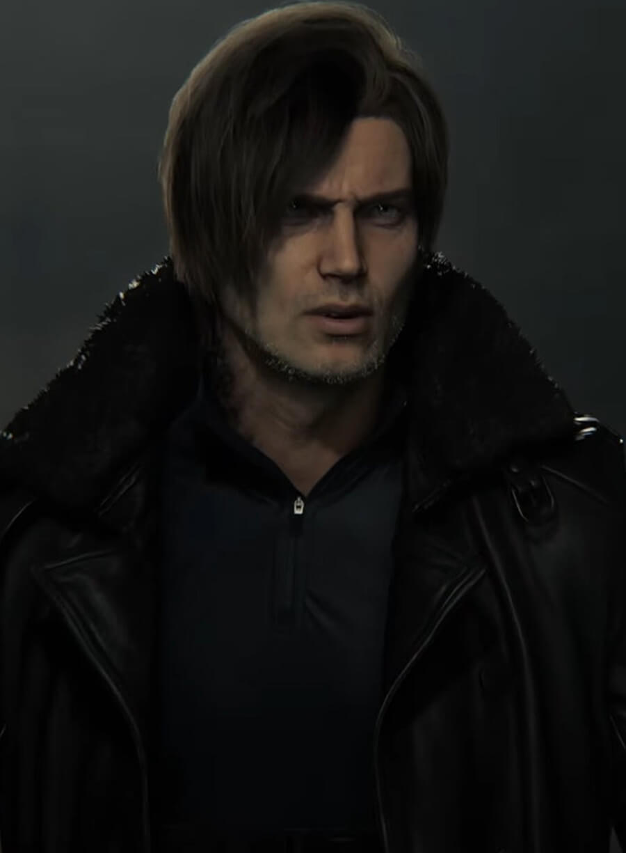 Harpoon Leon S Kennedy Inspired Black Leather Jacket - Resident Evil Requiem Style