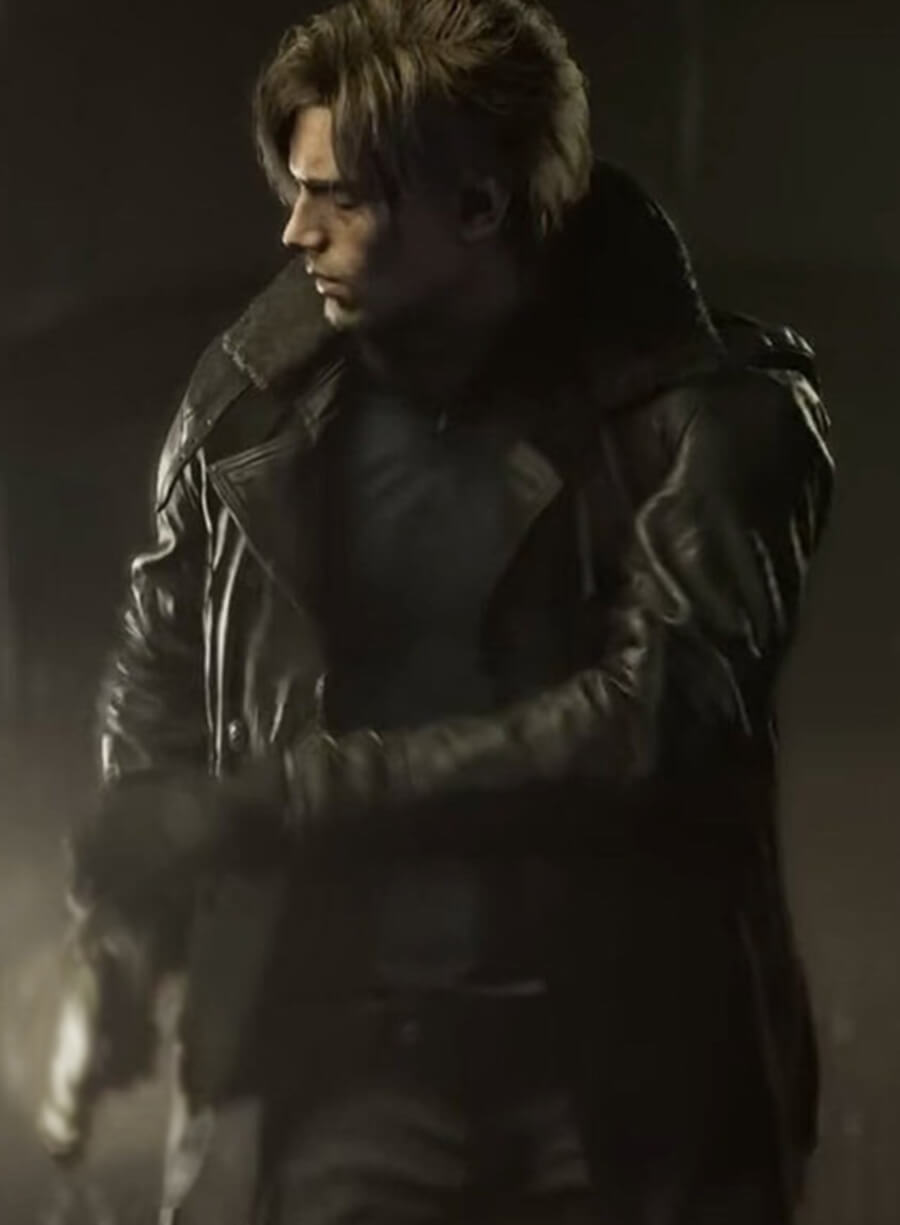 Harpoon Leon S Kennedy Inspired Black Leather Jacket - Resident Evil Requiem Style