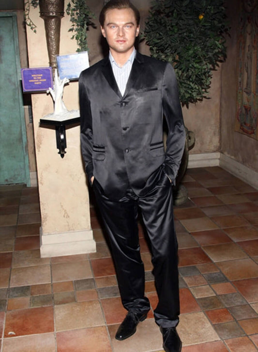 Harpoon Leonardo DiCaprio Inspired Black Satin Leather Jacket
