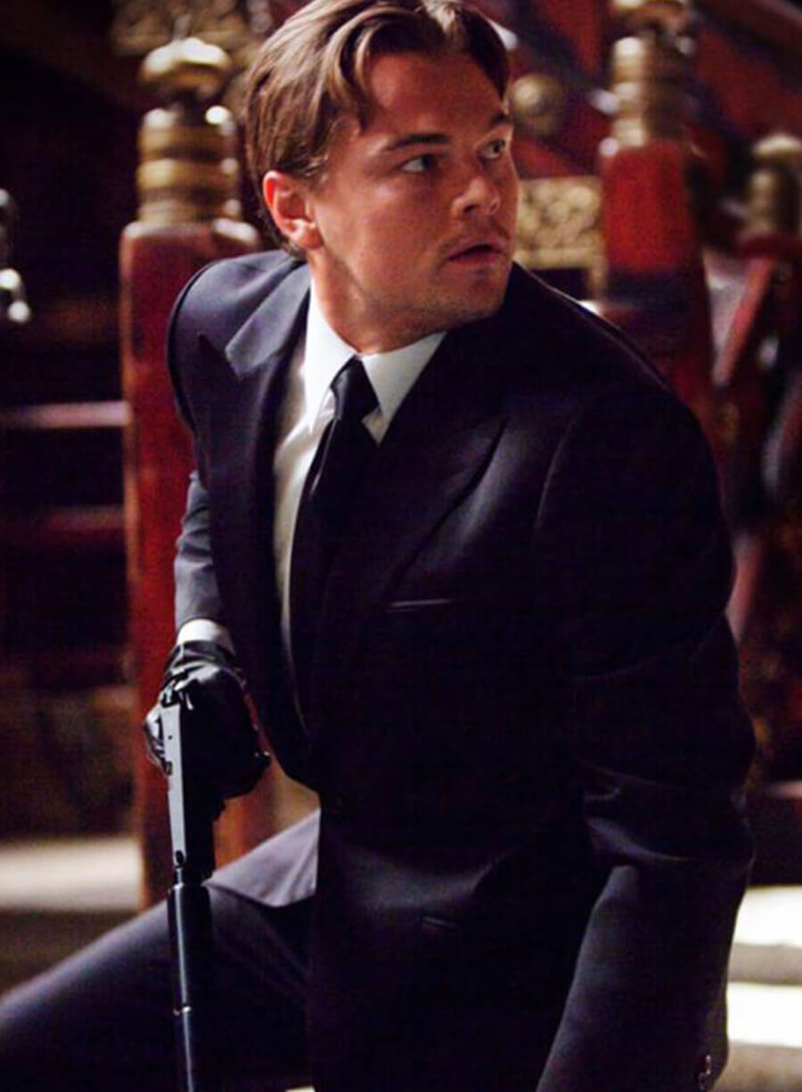 Harpoon Leonardo DiCaprio Inspired Black Plain Fabric Leather Jacket - Inception Style
