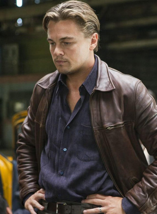 Harpoon Leonardo DiCaprio Inspired Brown Real Leather Leather Jacket - Inception Style