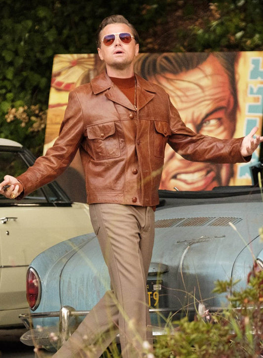Harpoon Leonardo DiCaprio Inspired Brown Real Leather Leather Jacket - Once Upon a Time in Hollywood Style