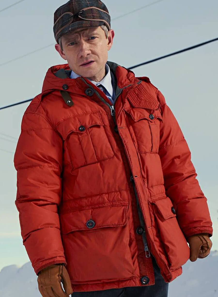 Harpoon Lester Nygaard Inspired Orange Hooded Jacket - Fargo tv Series Style