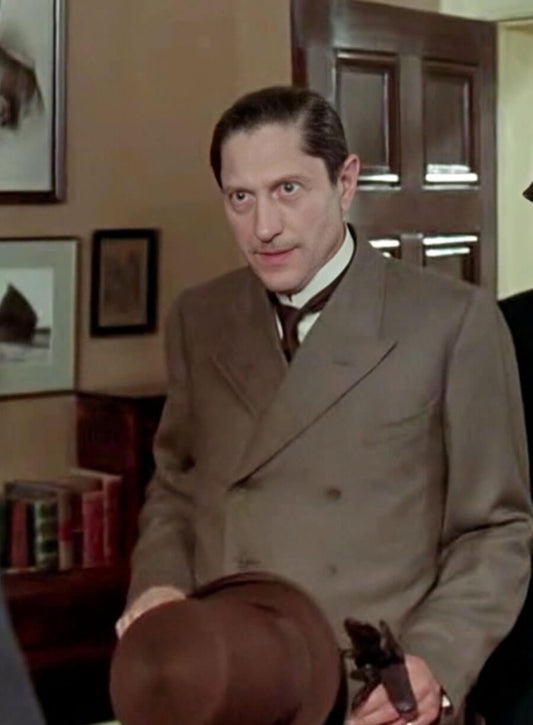 Harpoon Colin Jeavons Inspired Brown Wool Coat - The Adventures of Sherlock Holmes Style