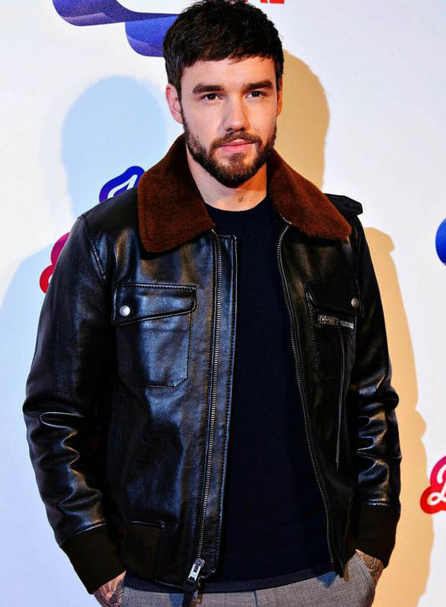 Harpoon Liam Payne Shearling Inspired Black Leather Jacket