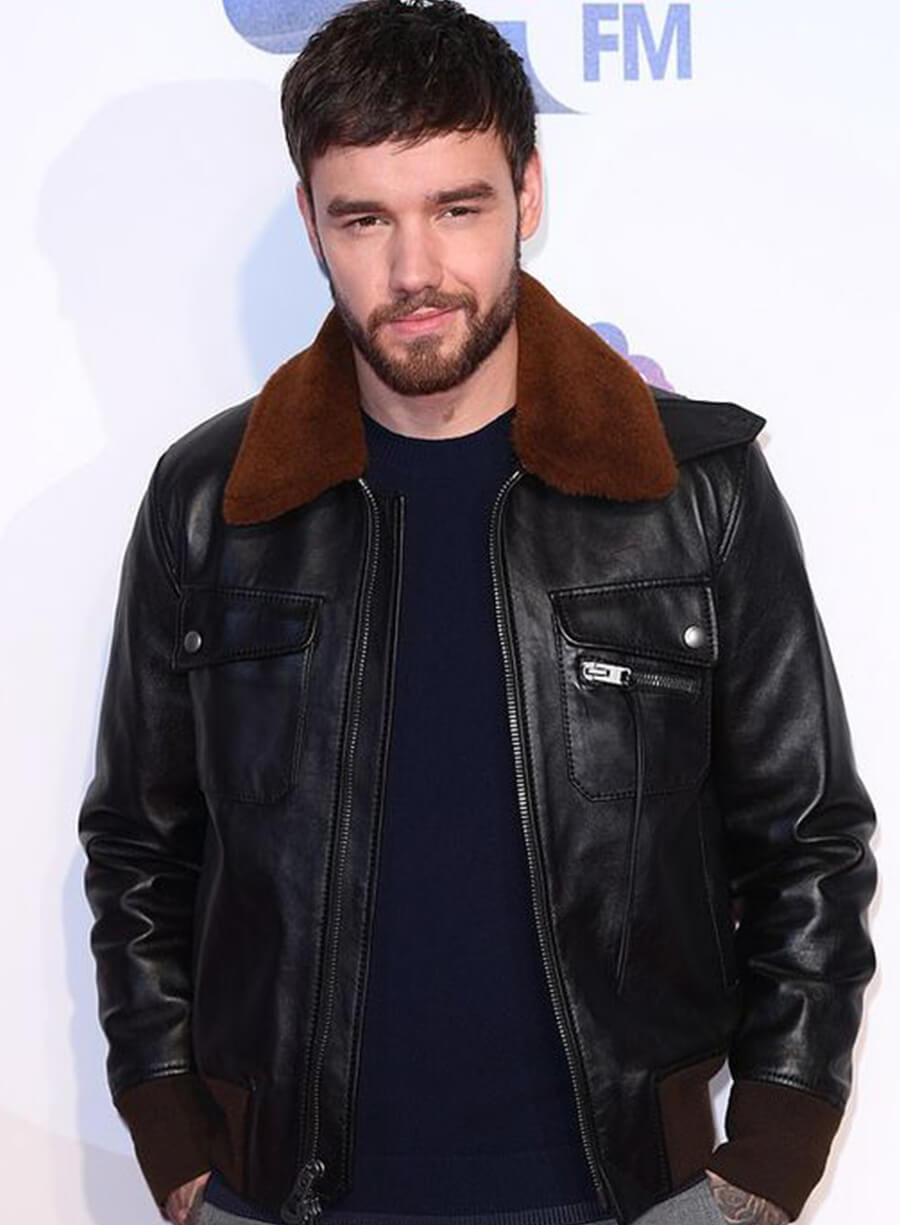 Harpoon Liam Payne Shearling Inspired Black Leather Jacket