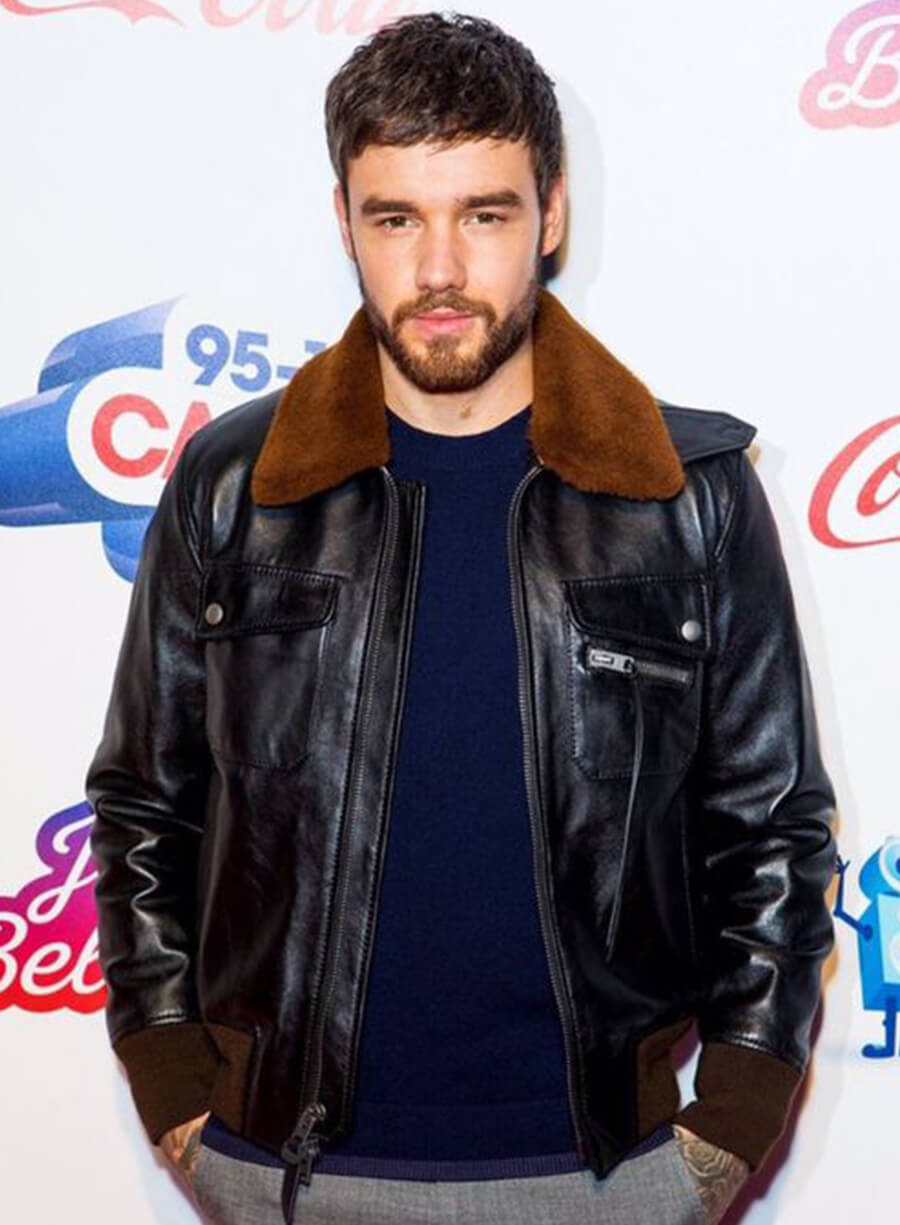 Harpoon Liam Payne Shearling Inspired Black Leather Jacket