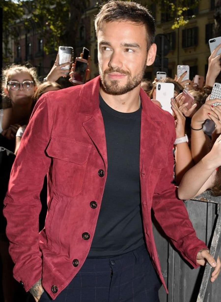 Harpoon Liam Payne Suede Inspired Red Leather Jacket