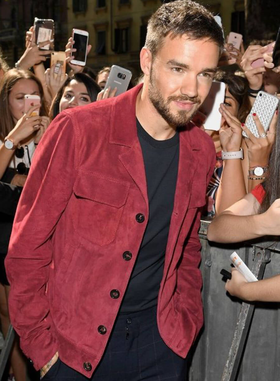Harpoon Liam Payne Suede Inspired Red Leather Jacket