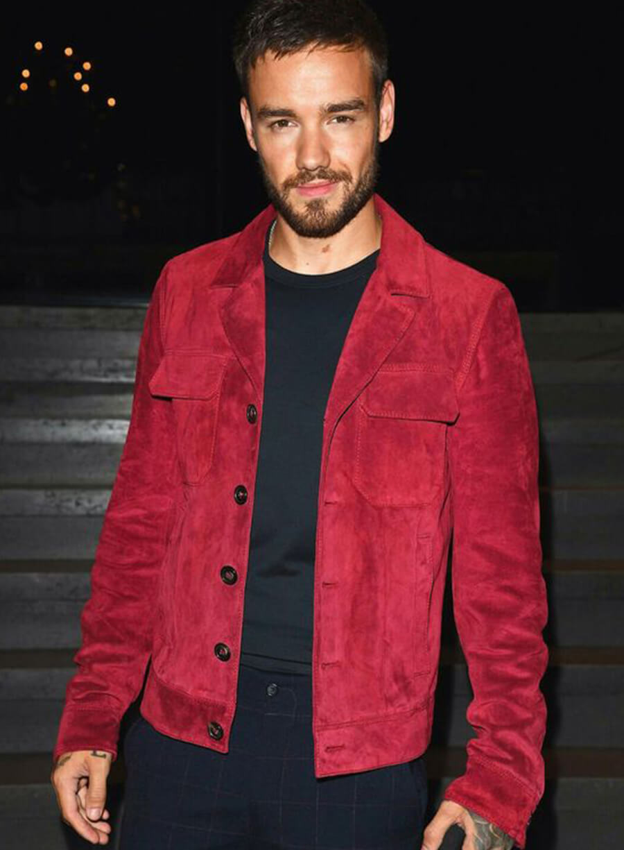 Harpoon Liam Payne Suede Inspired Red Leather Jacket