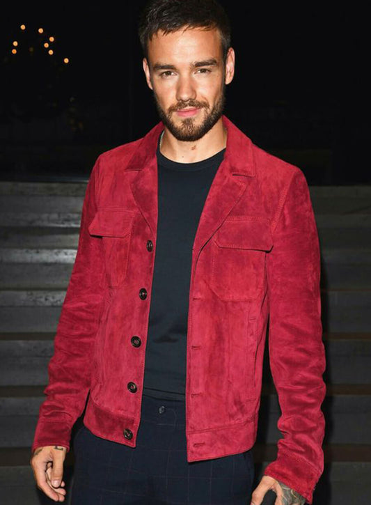 Harpoon Liam Payne Suede Inspired Red Leather Jacket