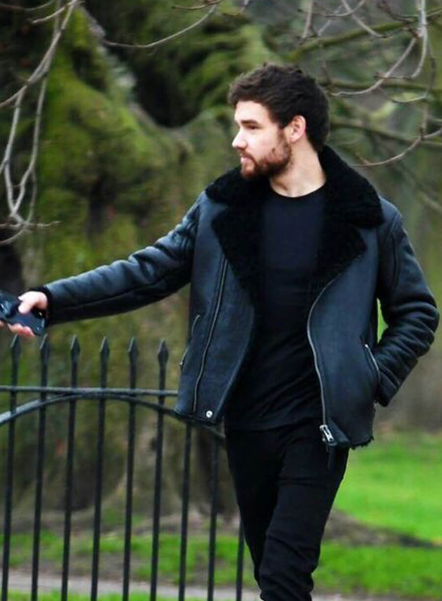 Harpoon Liam Payne Shearling Inspired Black Leather Jacket