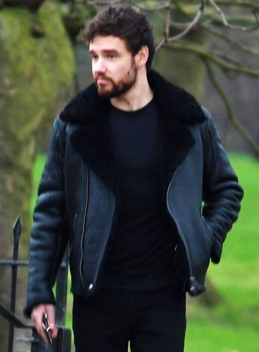 Harpoon Liam Payne Shearling Inspired Black Leather Jacket