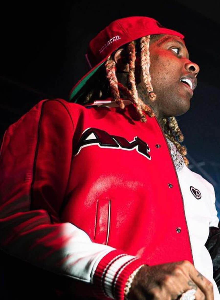 Harpoon Lil Durk Inspired Red Real Leather Leather Jacket