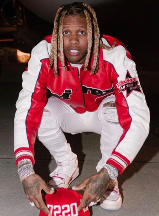 Harpoon Lil Durk Inspired Red Real Leather Leather Jacket