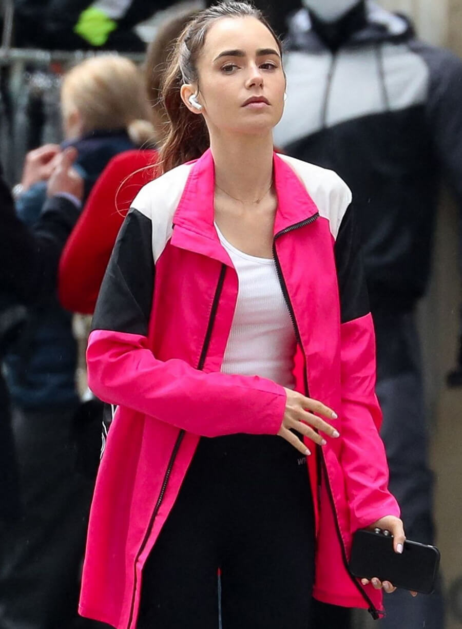 Harpoon Emily Cooper Inspired Pink Leather Jacket - Emily in Paris Style