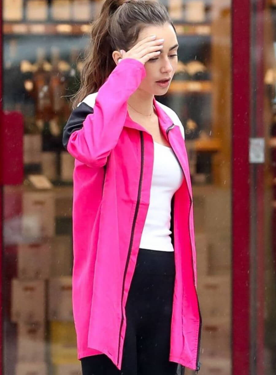 Harpoon Emily Cooper Inspired Pink Leather Jacket - Emily in Paris Style