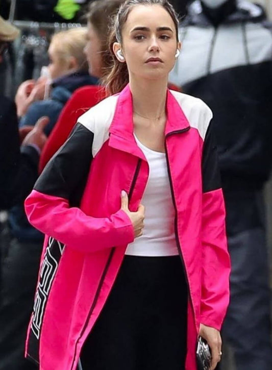 Harpoon Emily Cooper Inspired Pink Leather Jacket - Emily in Paris Style