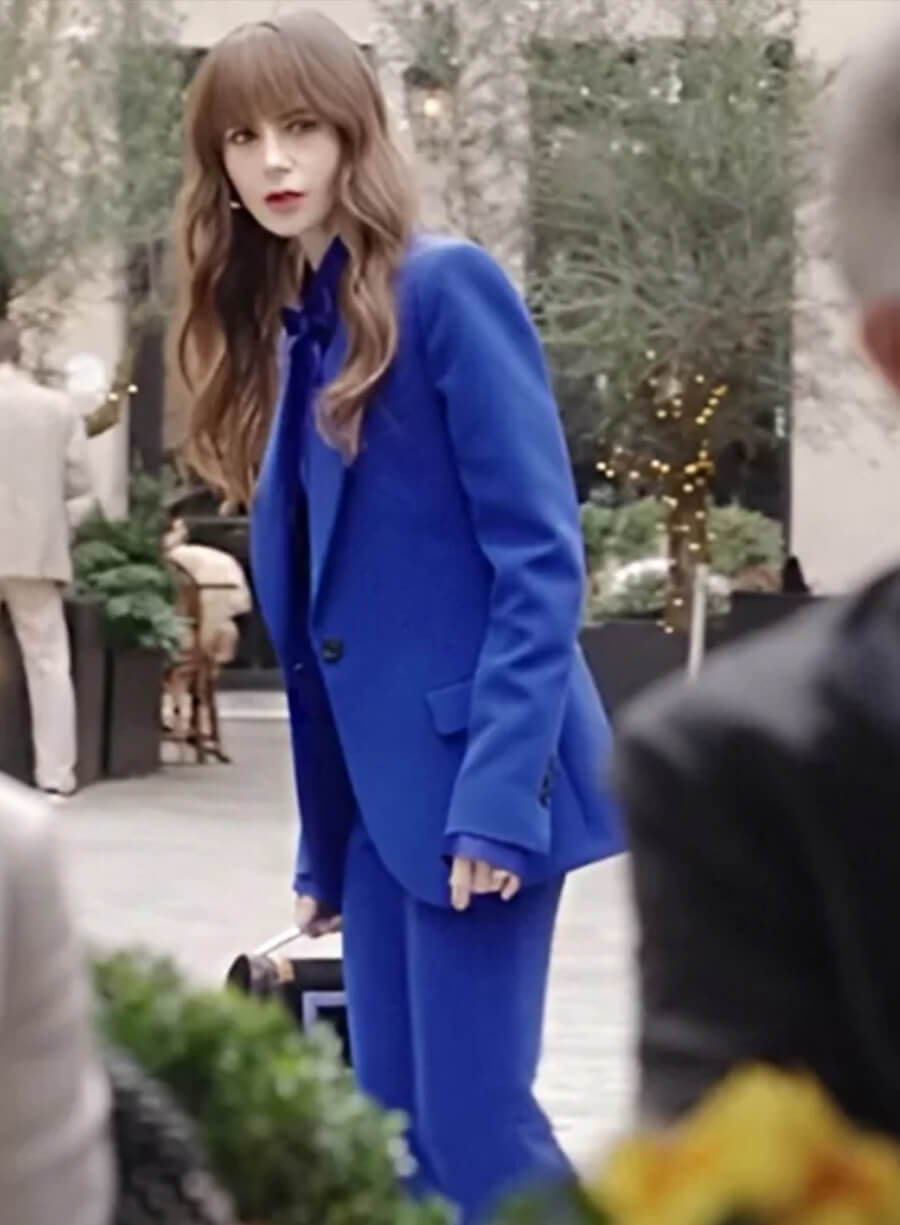 Harpoon Emily Cooper Inspired Blue Leather Jacket - Emily in Paris S04 Style