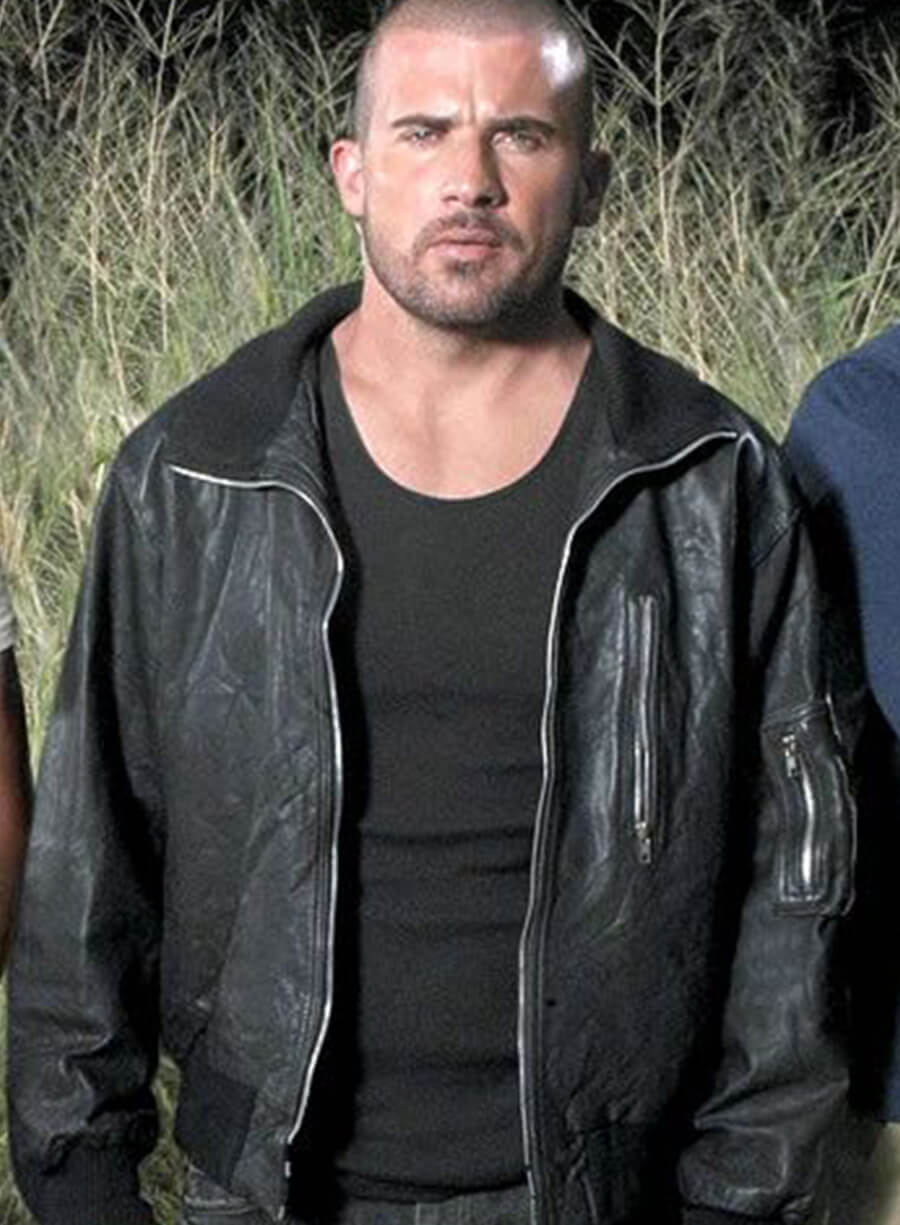 Harpoon Lincoln Burrows Inspired Black Real Leather Leather Jacket - Prison Break Style