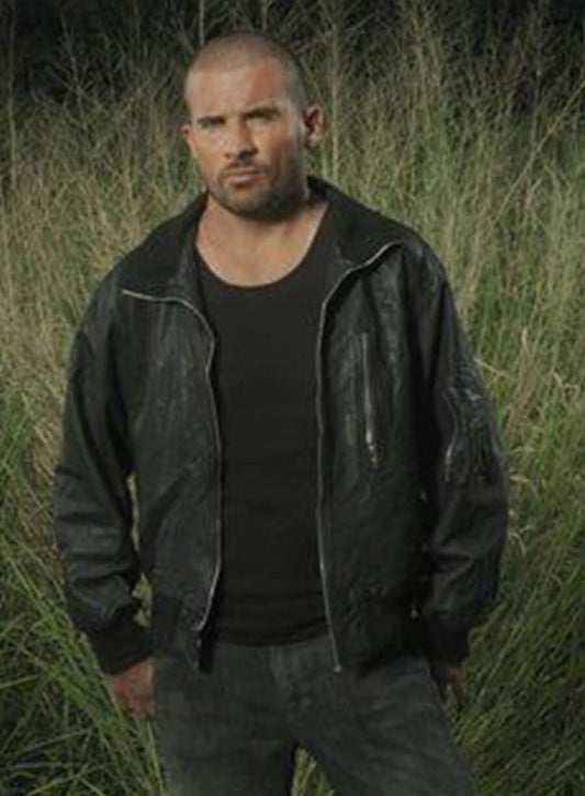 Harpoon Lincoln Burrows Inspired Black Real Leather Leather Jacket - Prison Break Style