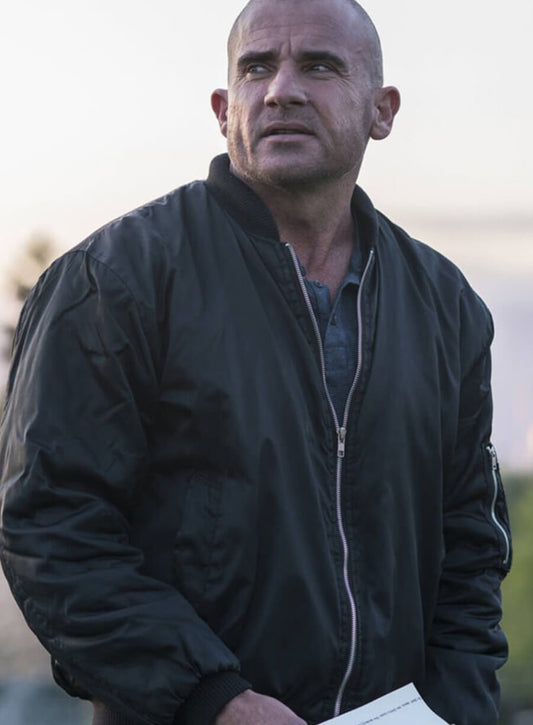 Harpoon Lincoln Burrows Inspired Black Parachute Fabric Bomber Jacket - Prison Break Tv Series Style