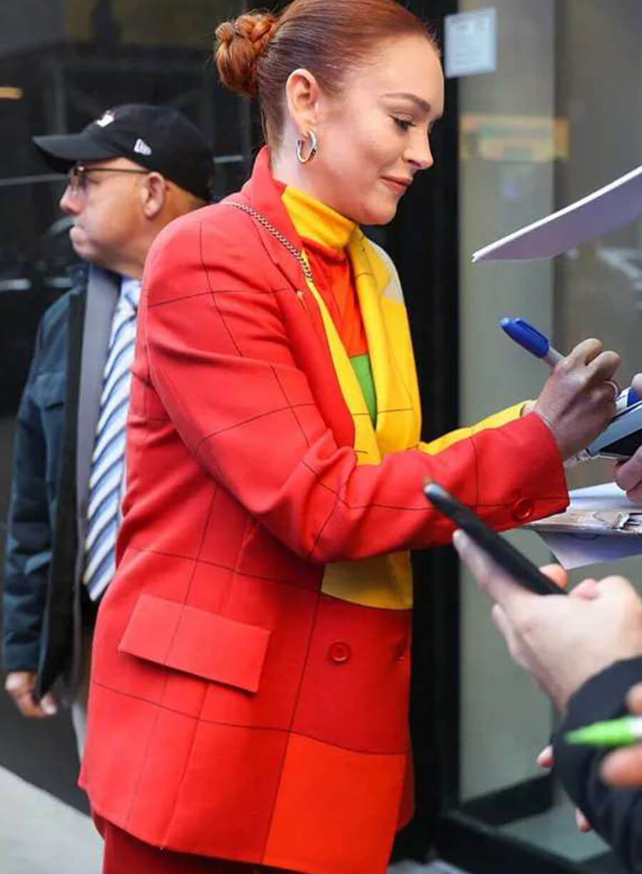 Harpoon Lindsay Lohan Falling for Christmas Blazer Inspired Multi Color Coat