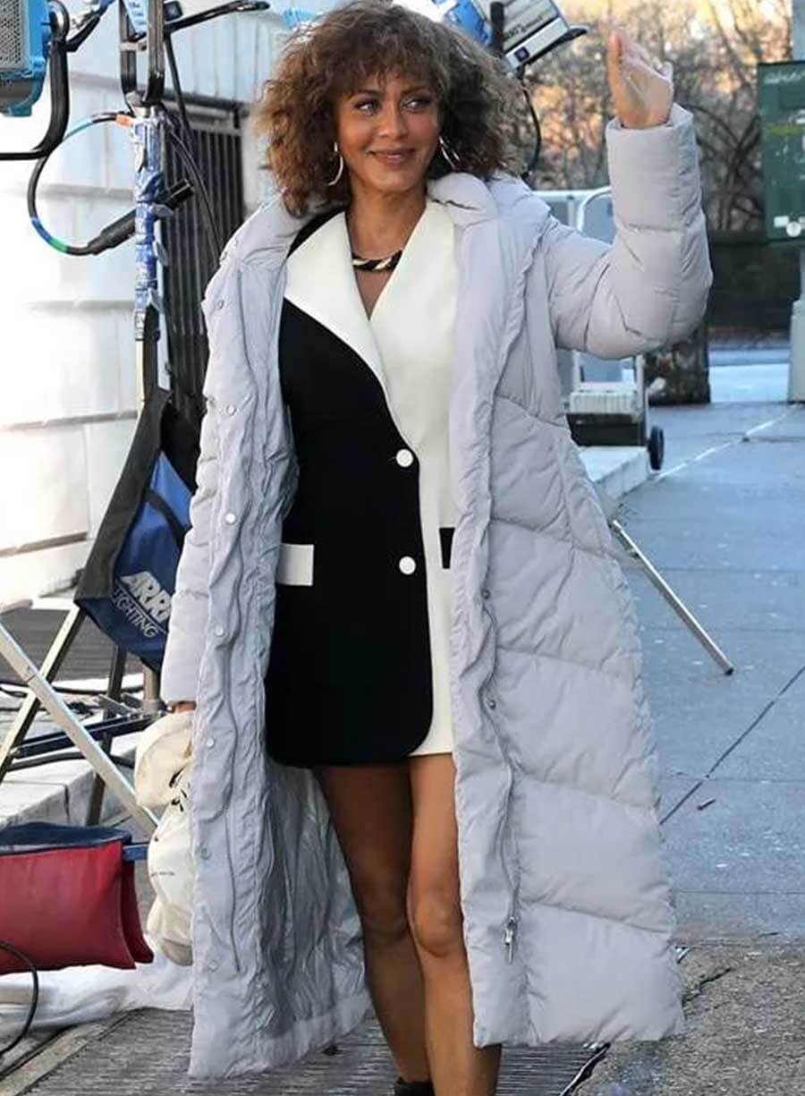 Harpoon Lisa Todd Wexley Inspired White Polyester Fabric Coat - And Just Like That S02 Style
