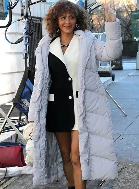 Harpoon Lisa Todd Wexley Inspired White Polyester Fabric Coat - And Just Like That S02 Style