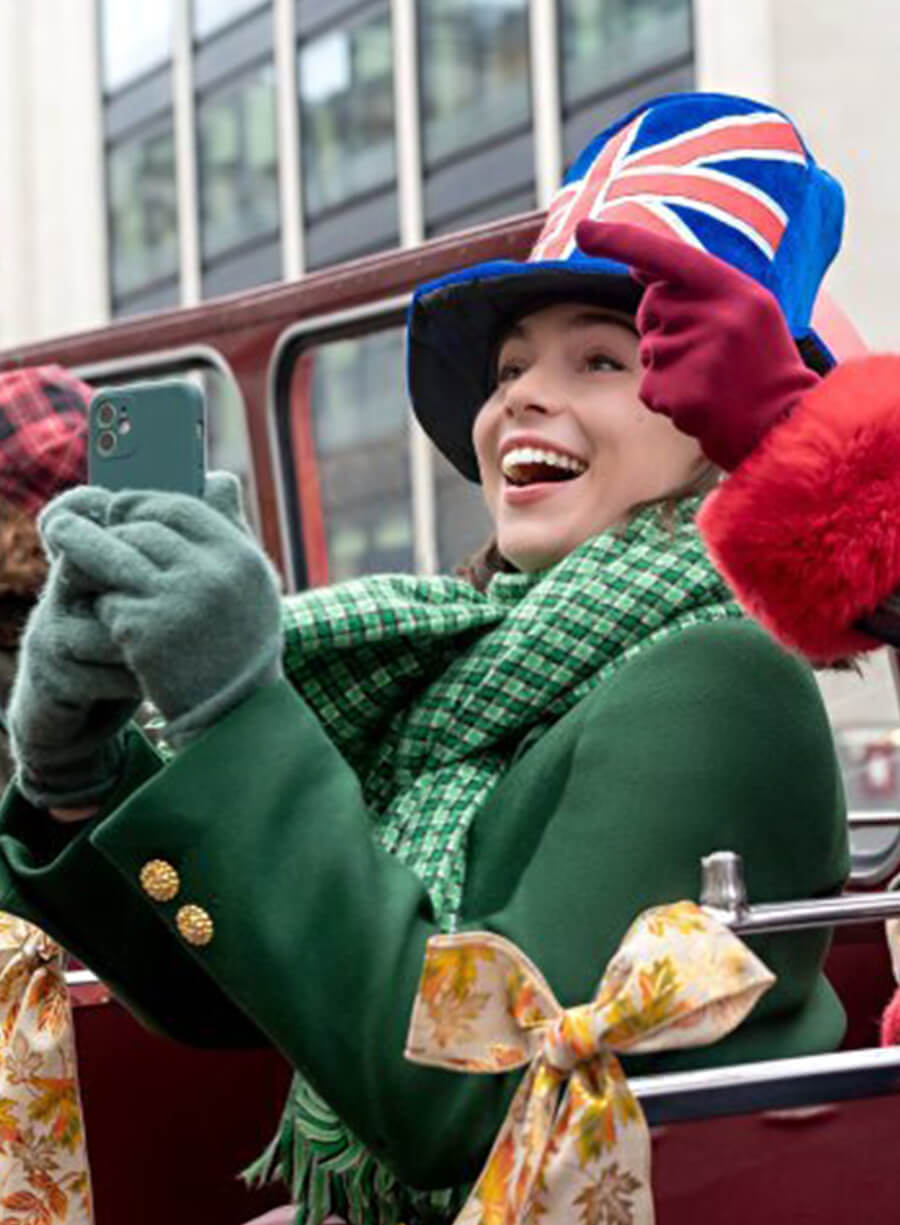 Harpoon Lizzie Bright Inspired Green Coat - Christmas in Notting Hill Style