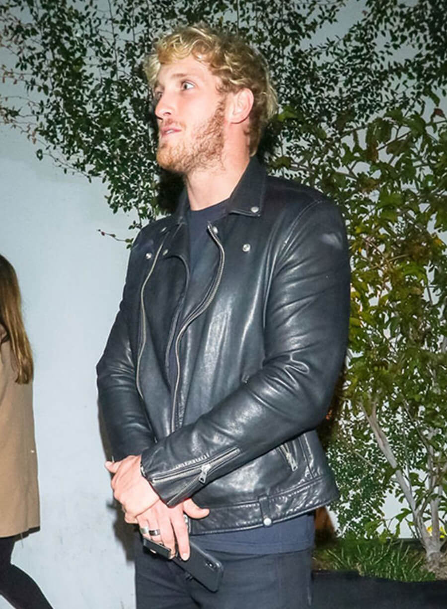 Harpoon Logan Paul Inspired Black Real Leather Biker Jacket