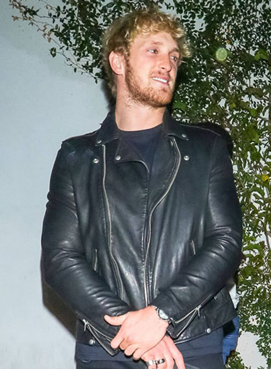 Harpoon Logan Paul Inspired Black Real Leather Biker Jacket