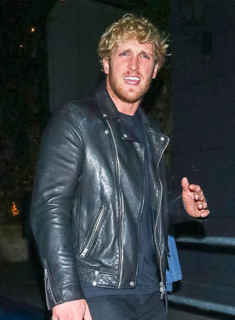 Harpoon Logan Paul Inspired Black Real Leather Biker Jacket