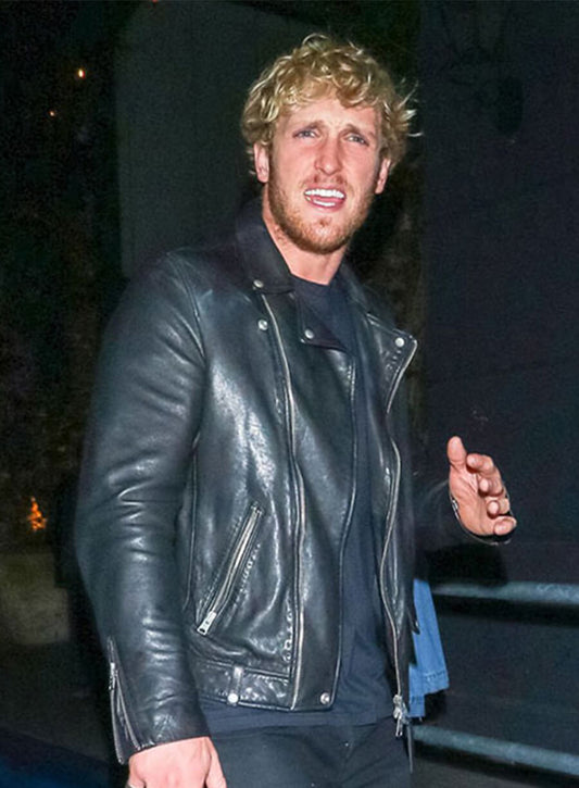 Harpoon Logan Paul Inspired Black Real Leather Biker Jacket