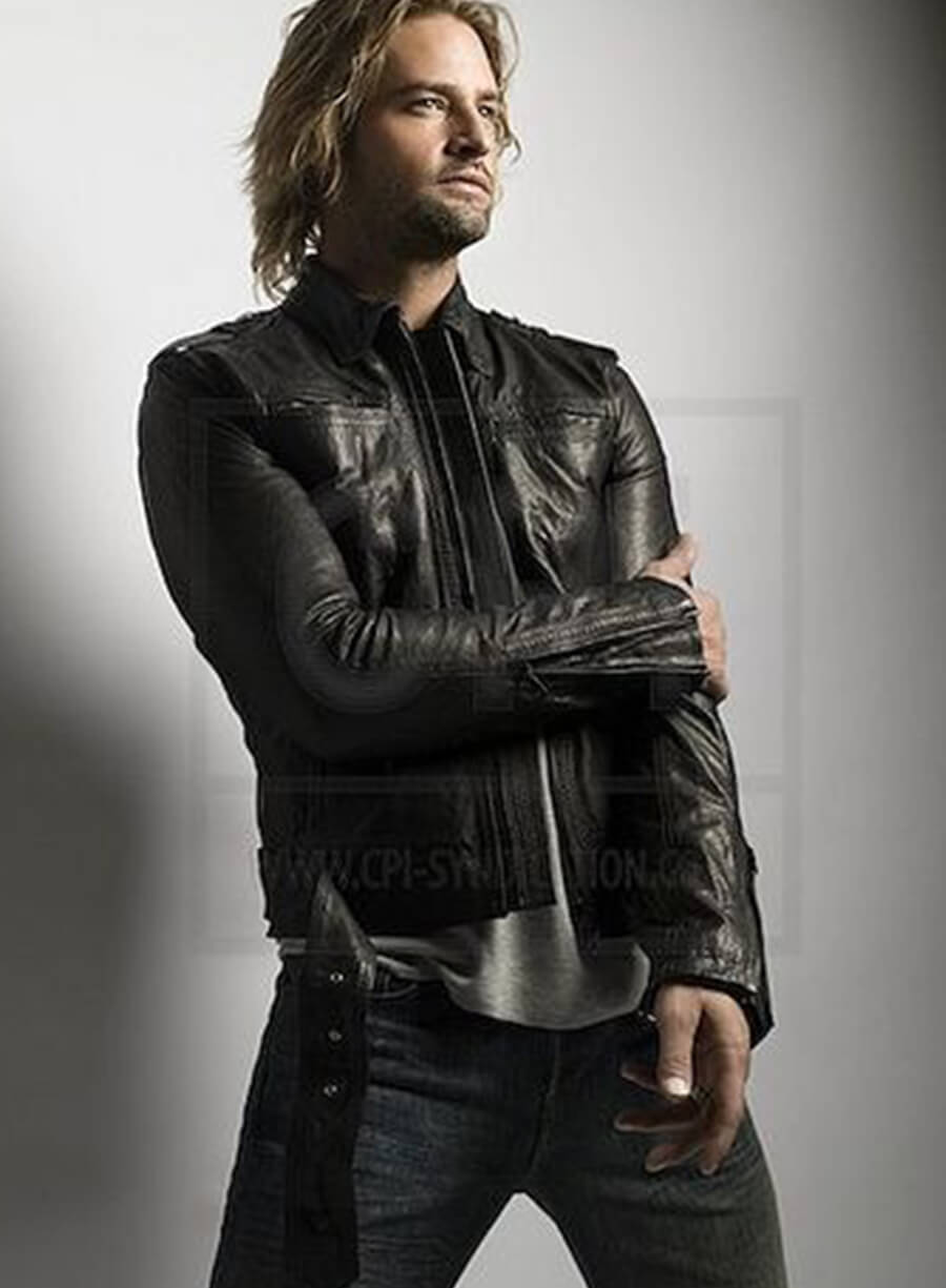 Harpoon James Ford Inspired Black Leather Jacket - Lost Tv Series Style