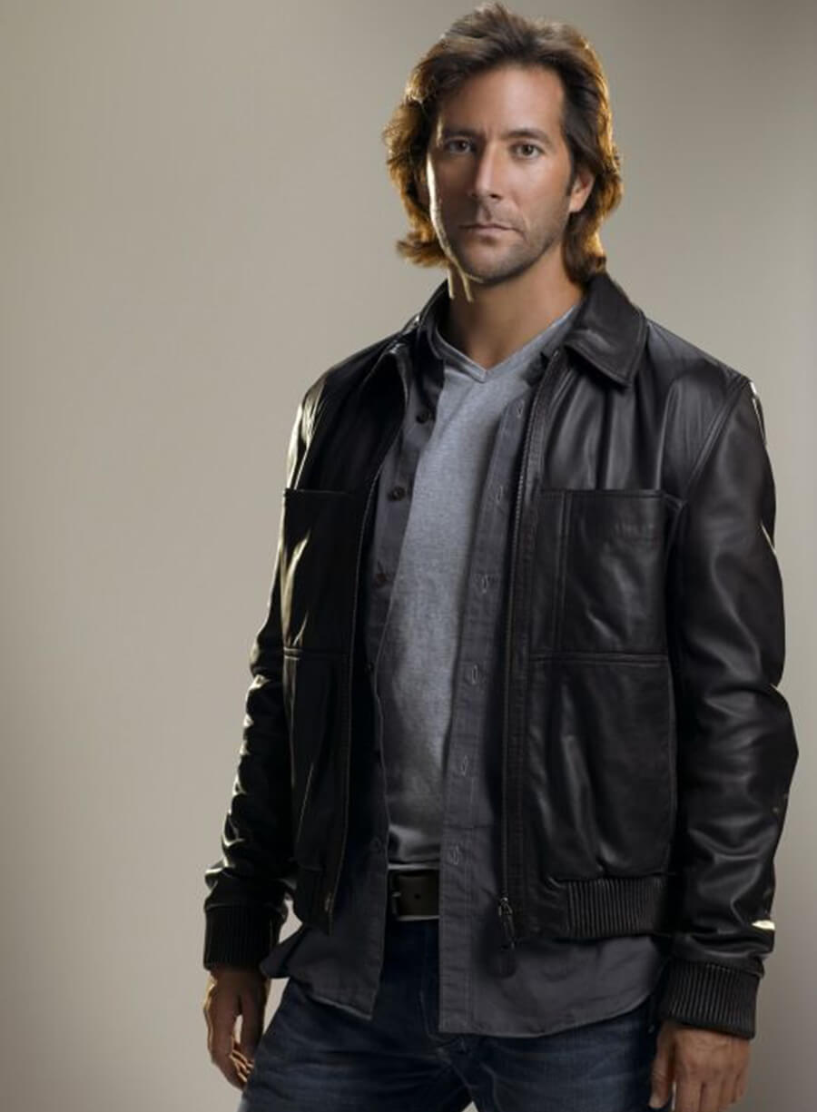 Harpoon James Ford Inspired Black Leather Jacket - Lost Tv Series Style