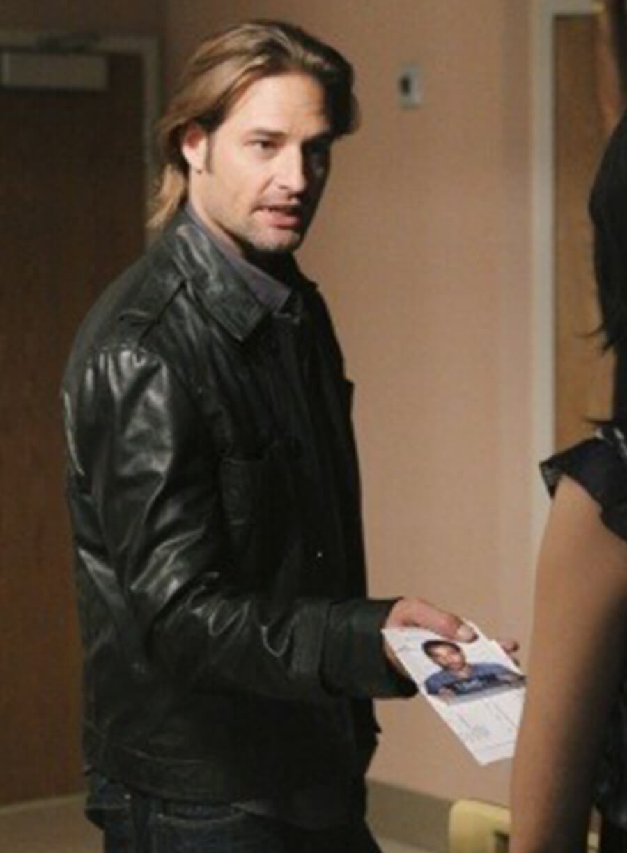 Harpoon James Ford Inspired Black Leather Jacket - Lost Tv Series Style