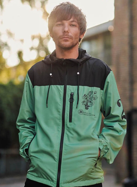 Harpoon Louis Tomlinson Windbreaker Inspired Green Hooded Jacket