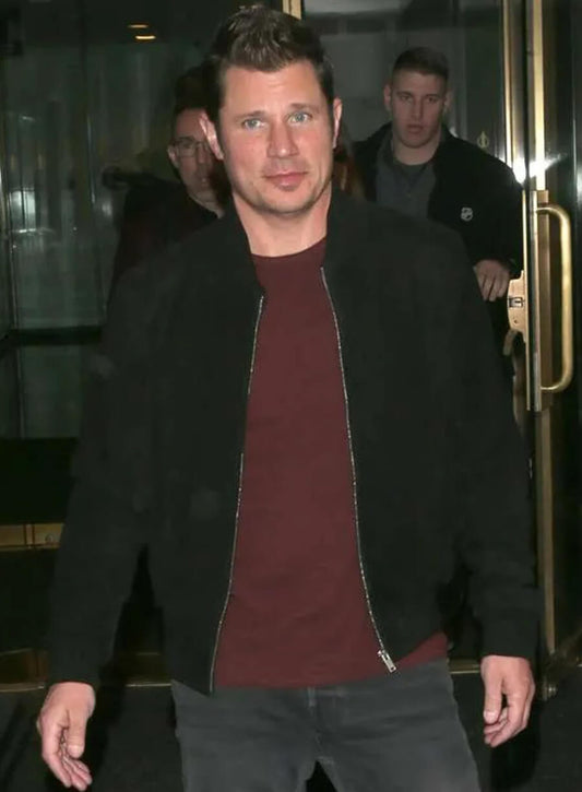 Harpoon Nick Lachey Inspired Black Fabric Bomber Jacket - Love Is Blind Style