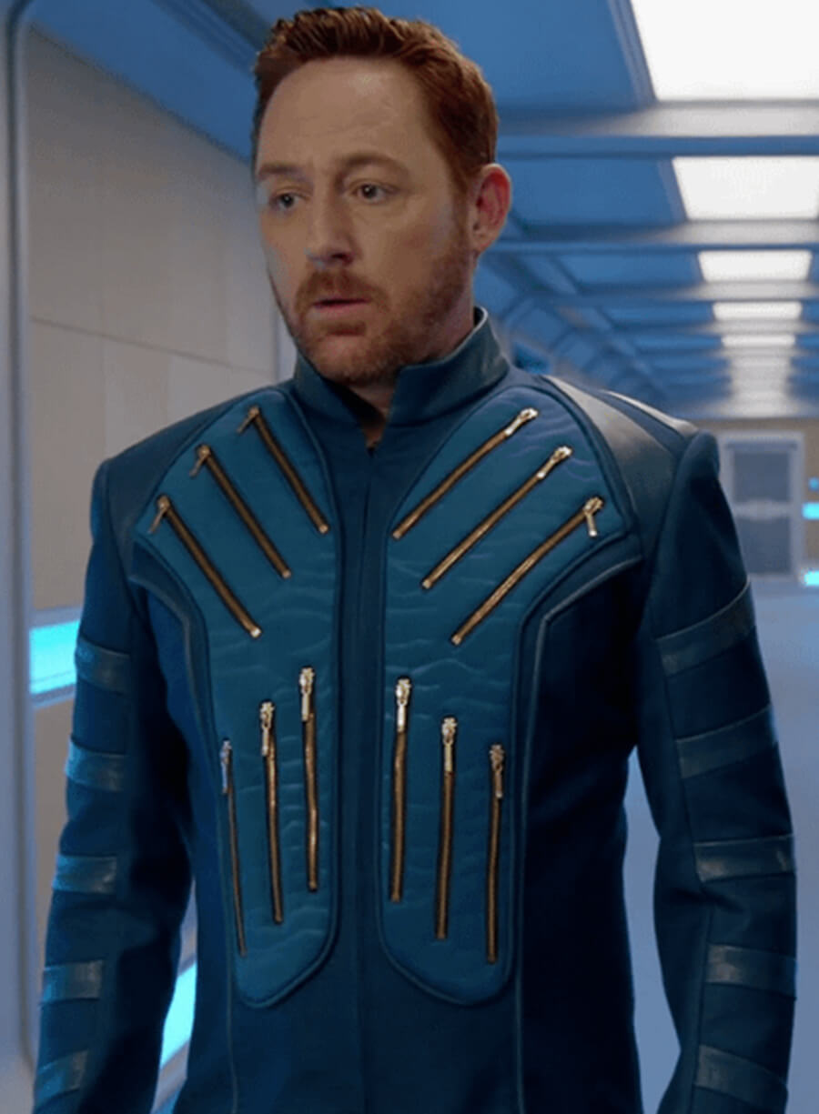 Harpoon Lt. Gordon Malloy Inspired Blue Leather Jacket - The Orville Style
